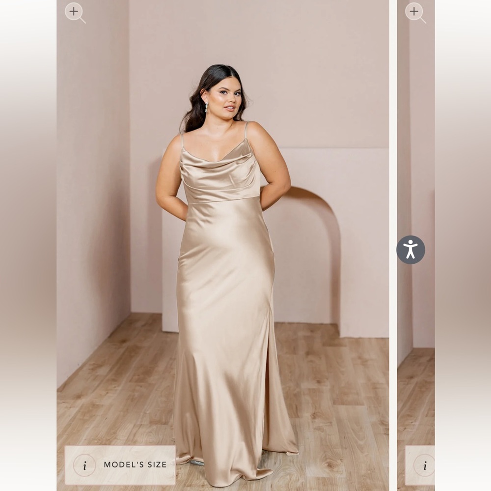 NWT Revelry Skye Satin Champagne Gold Dress